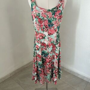 Dressbarn Pink and Orange Sleeveless Sundress for Wedding Guest